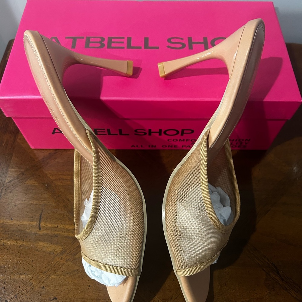 🛍️ ATBELL Neutral Mesh High Heels Nude Mules – Size 8 - Picture 6 of 7